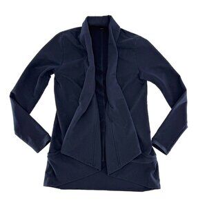 Lucy Women’s Navy‎ Blue Waterfall Sweater Cardigan Open Front Size Small?